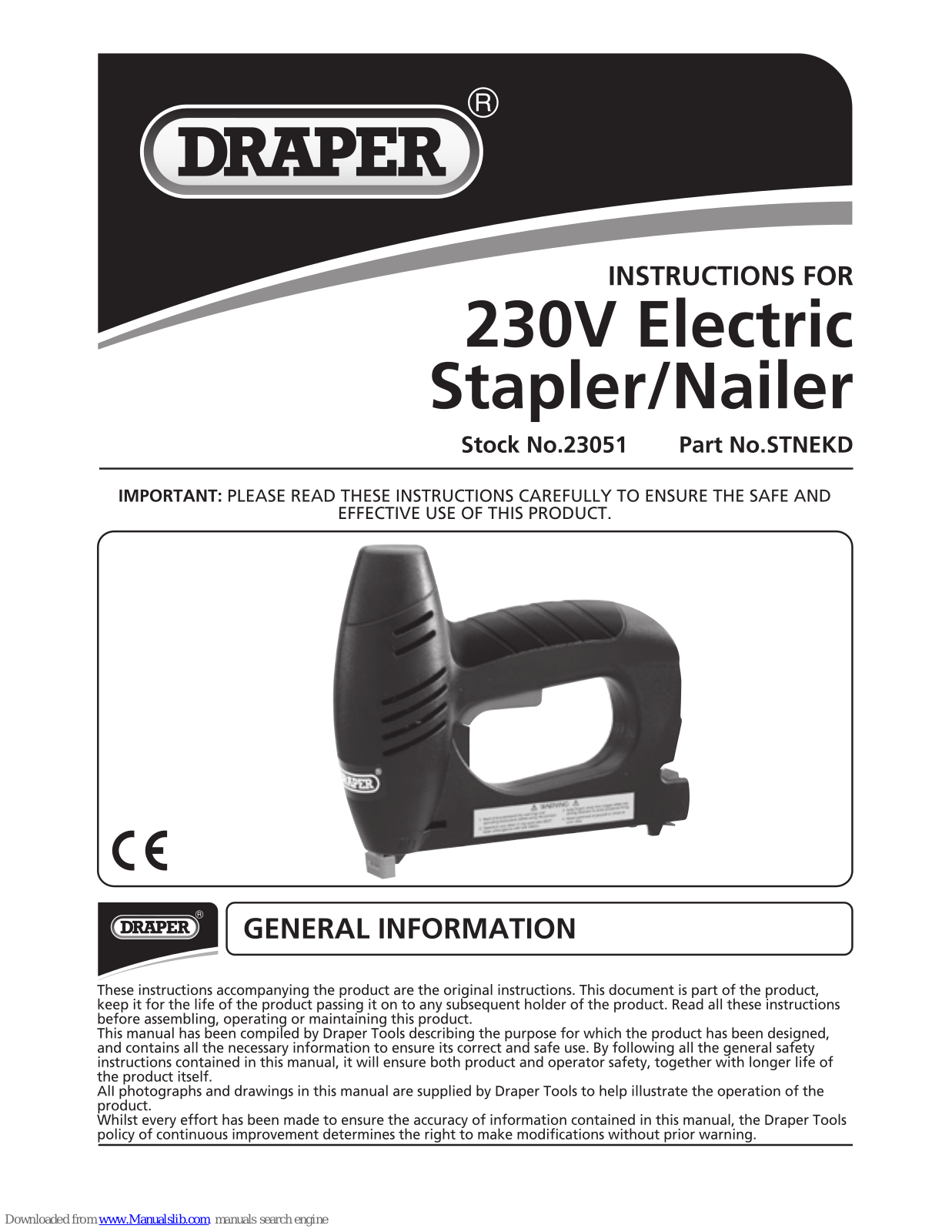 Draper STNEKD, 23051 Instructions Manual - ManualMachine.com