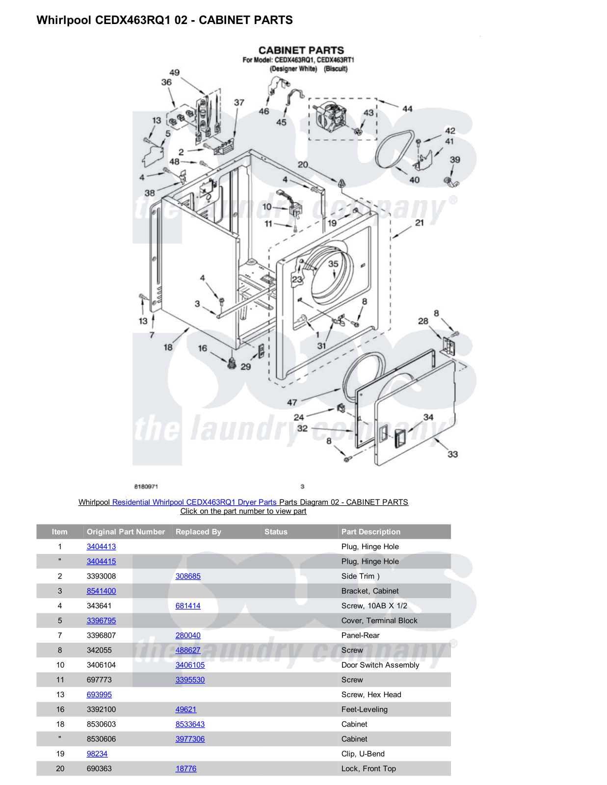 Whirlpool CEDX463RQ1 Parts Diagram