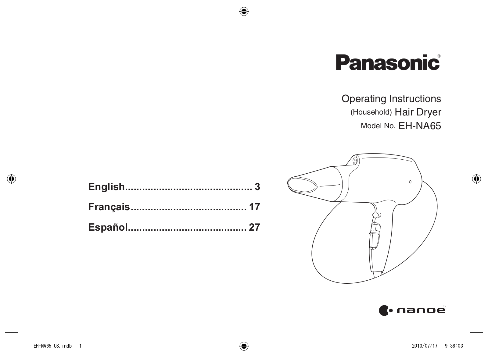 Panasonic EH-NA65-K User Manual