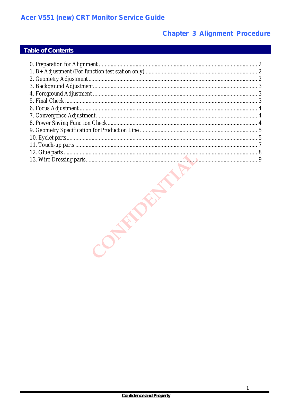 BenQ V 551 Service Manual