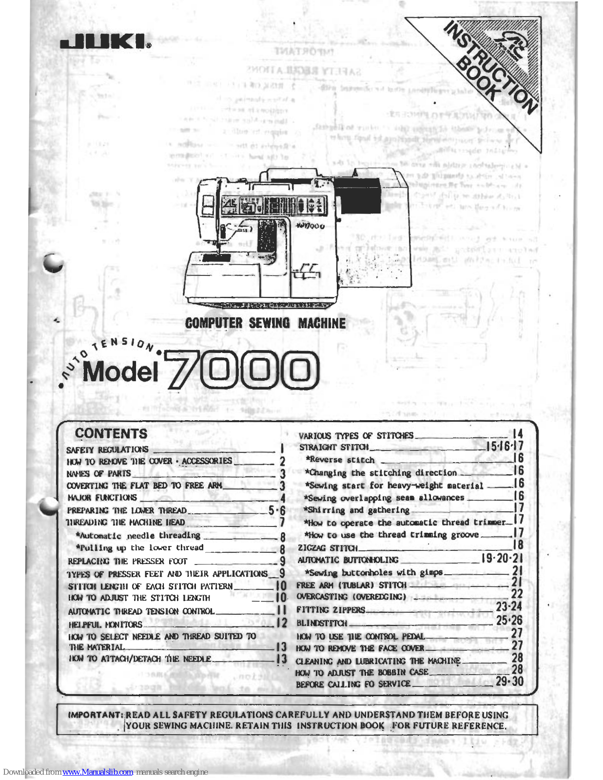 JUKI 7000 Instruction Book