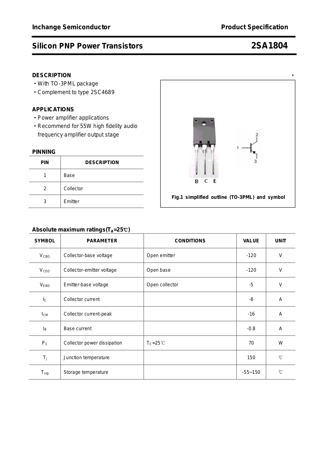Datasheet 2sa1804 Datasheet - ManualMachine.com