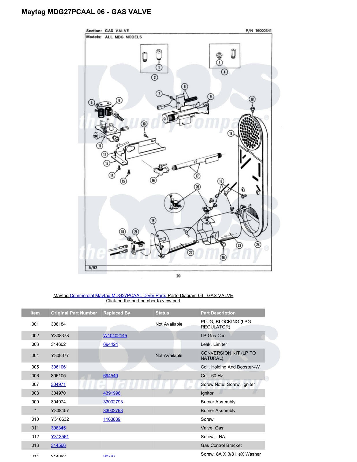 Maytag MDG27PCAAL Parts Diagram