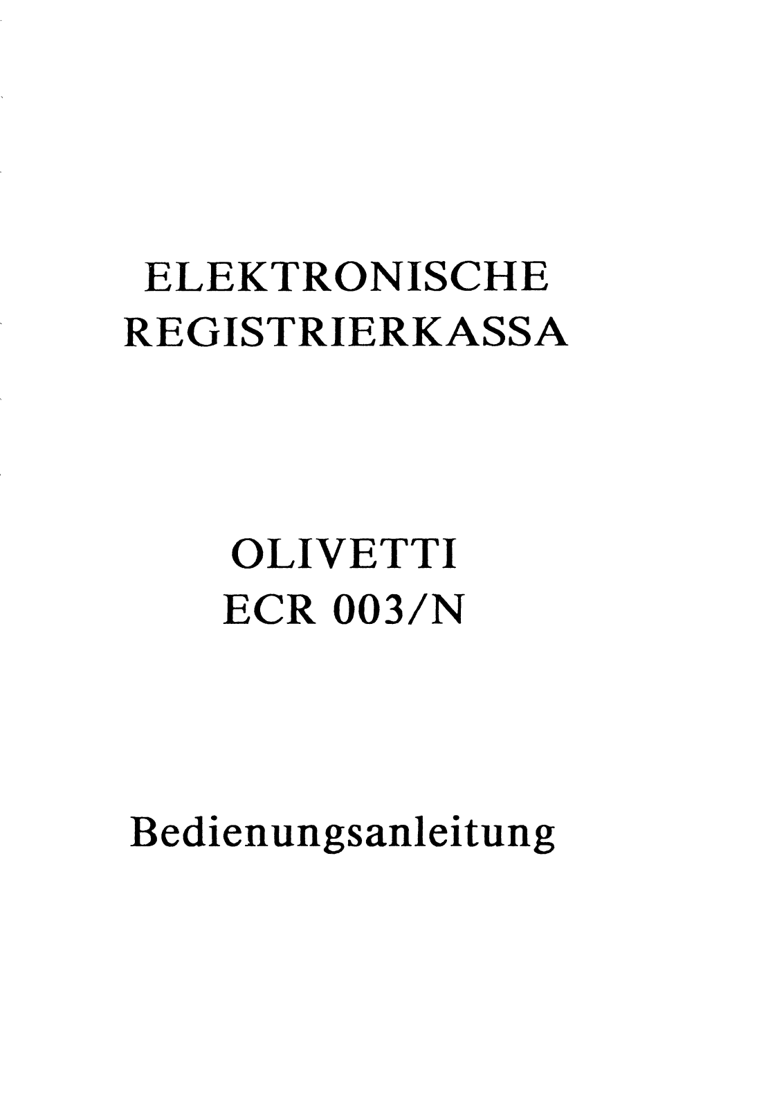 Olivetti ECR 003 User Manual