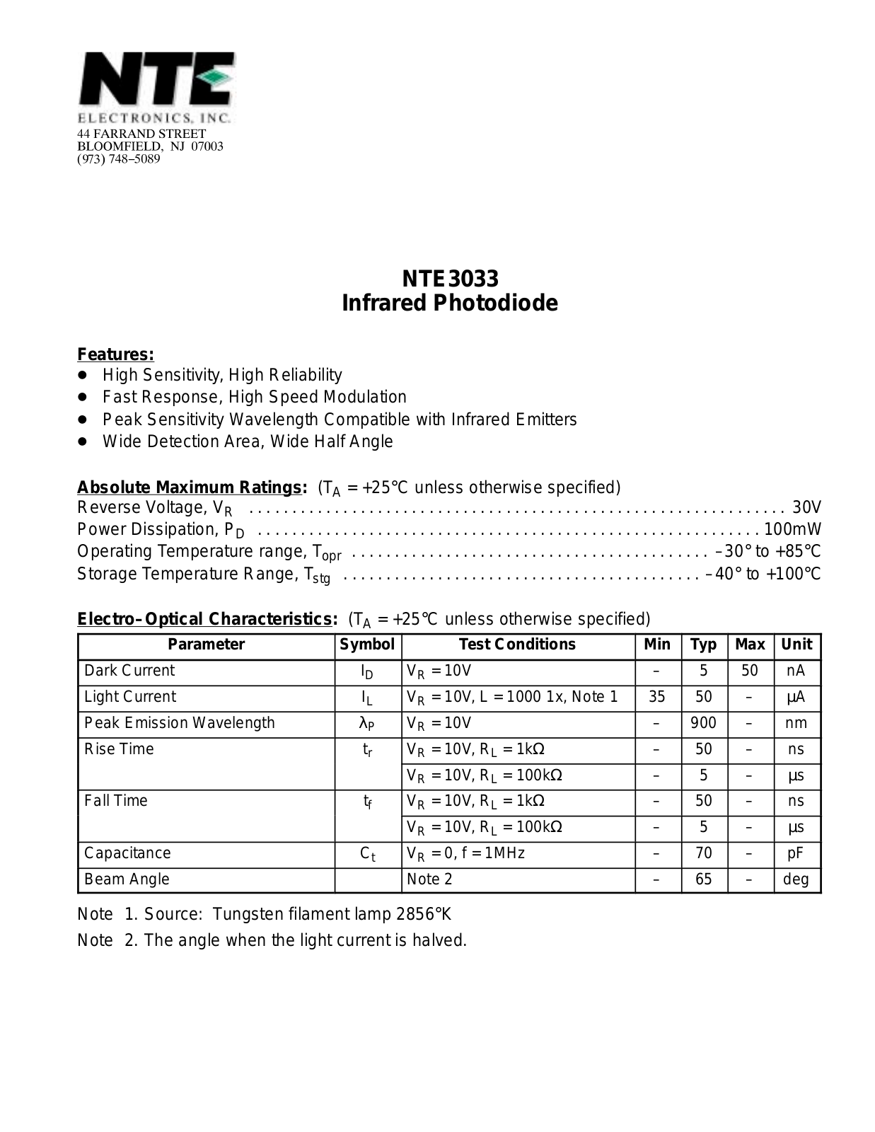 Datasheet NTE3033 Datasheet (NTE) - ManualMachine.com