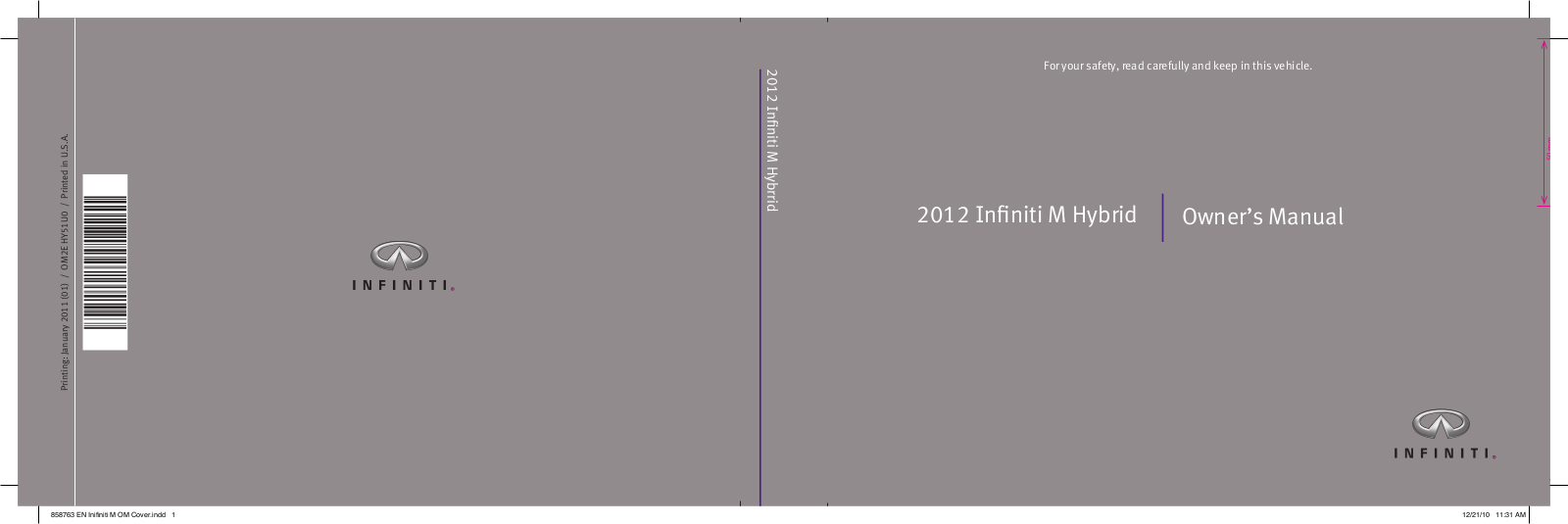 Infiniti M35 2012, M 2012 User Manual