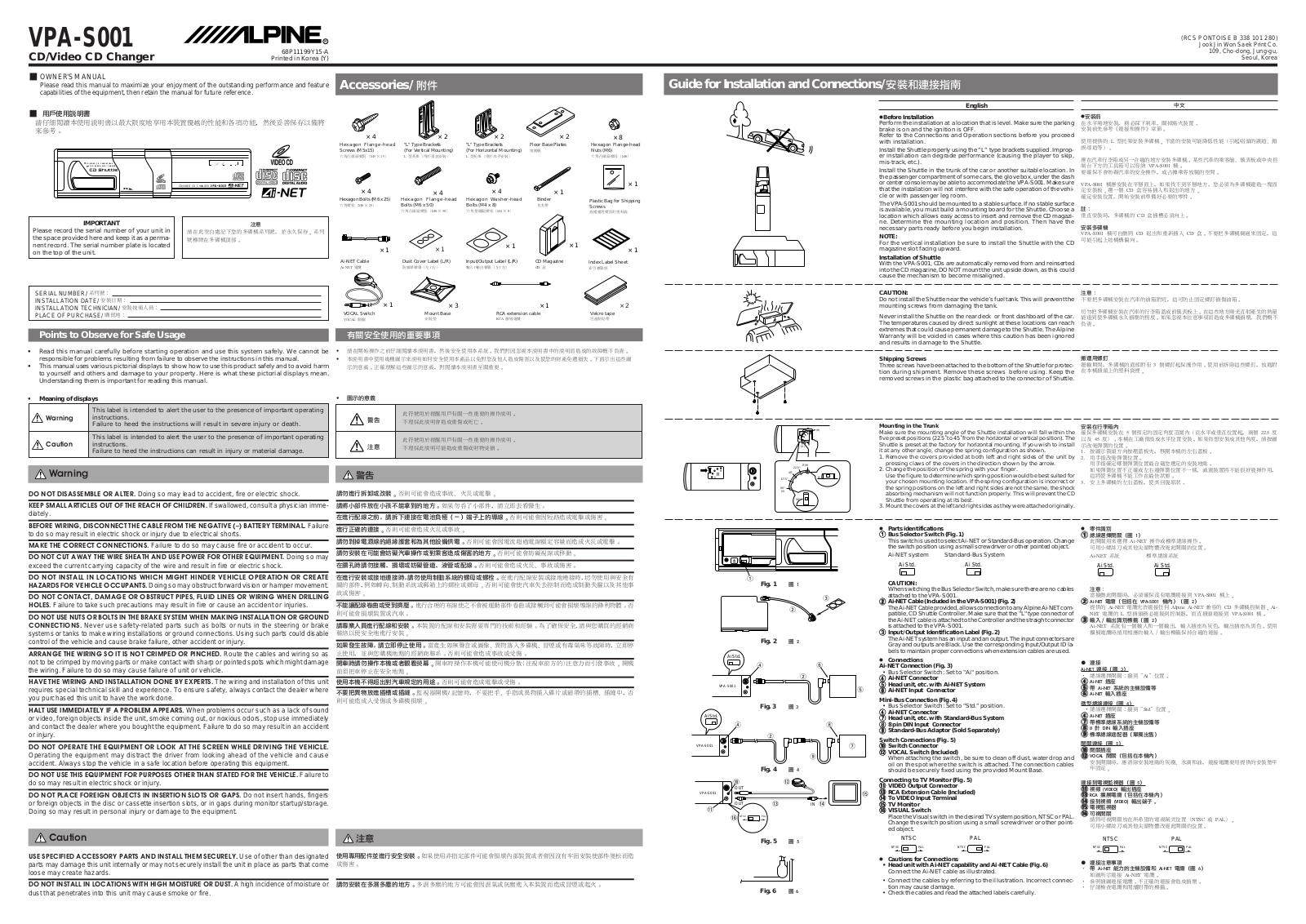 Alpine VPA-S001 User Manual