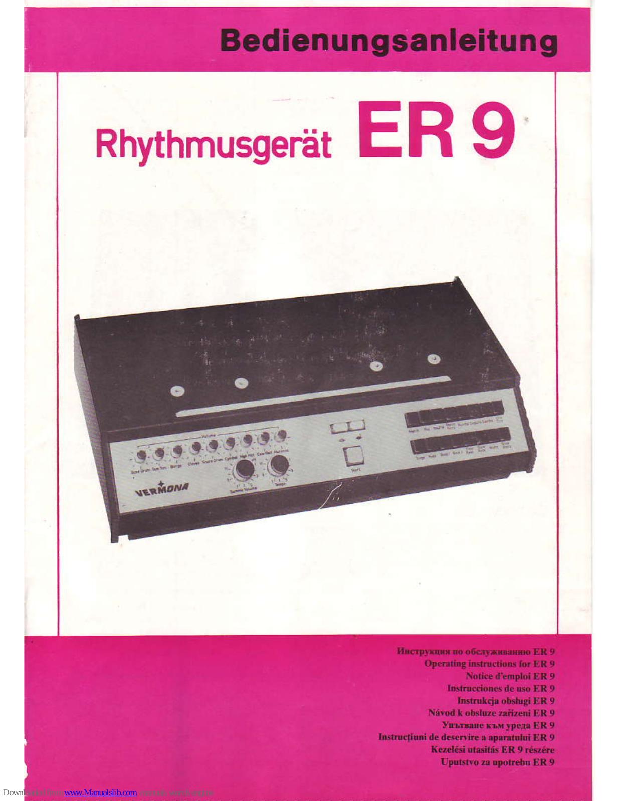 Vermona ER 9 User Manual - ManualMachine.com