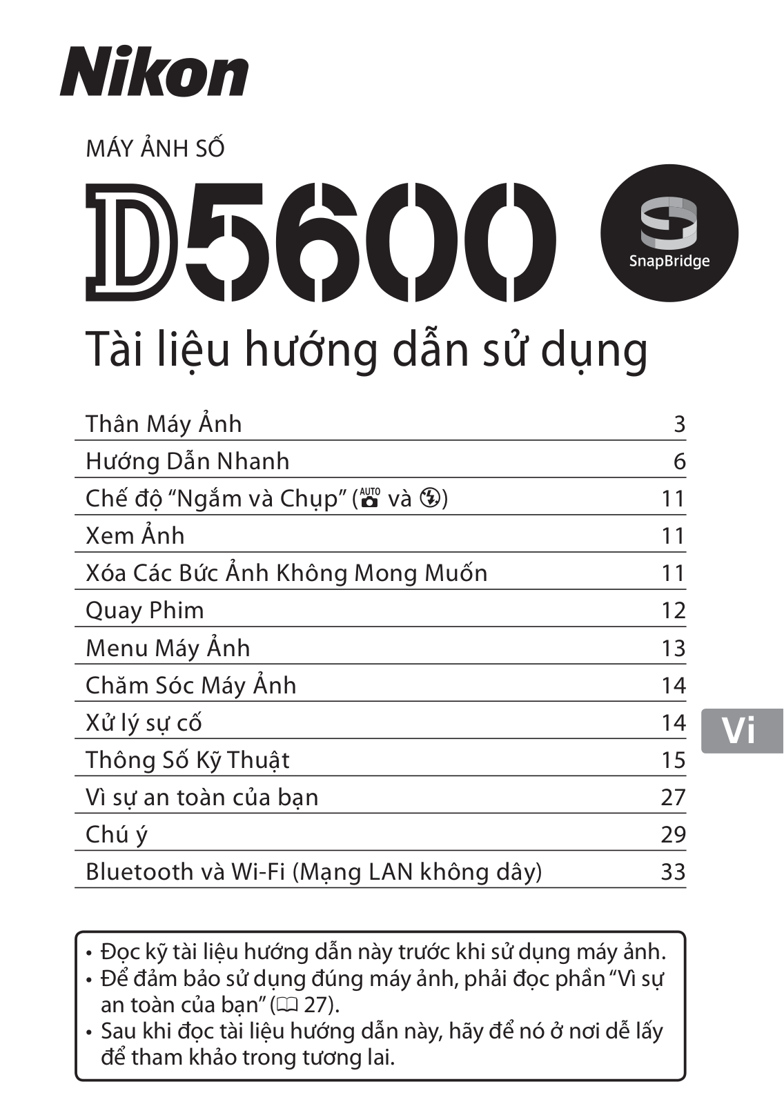 Nikon D5600 Instruction document