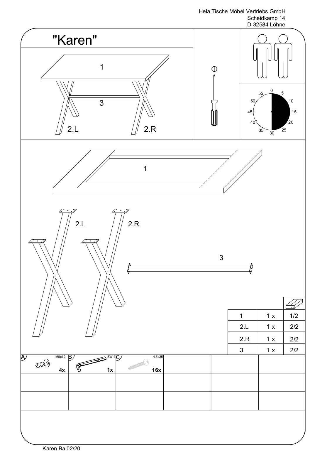 HELA Karen Assembly instructions