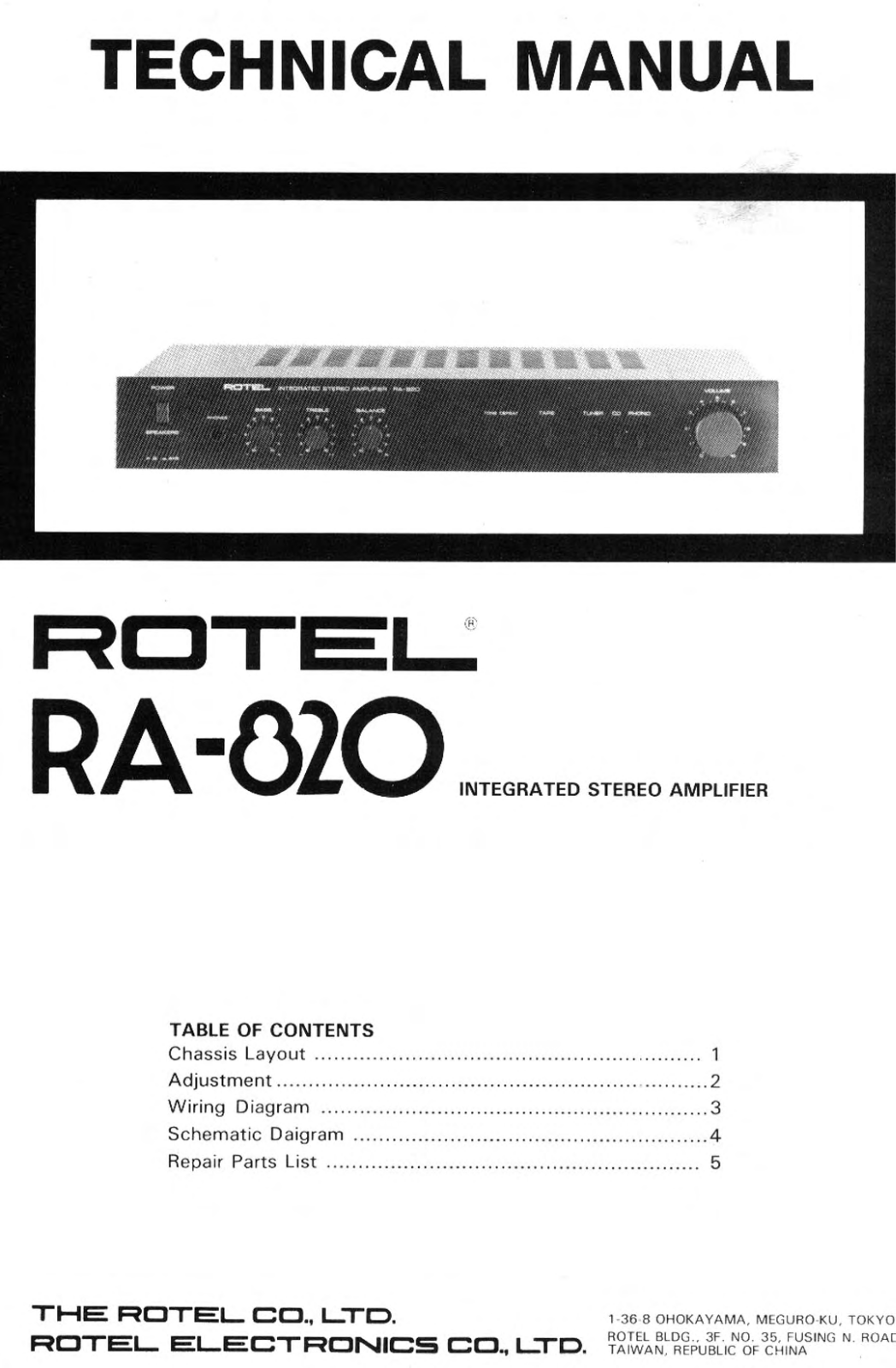 Rotel RA-820 Service manual