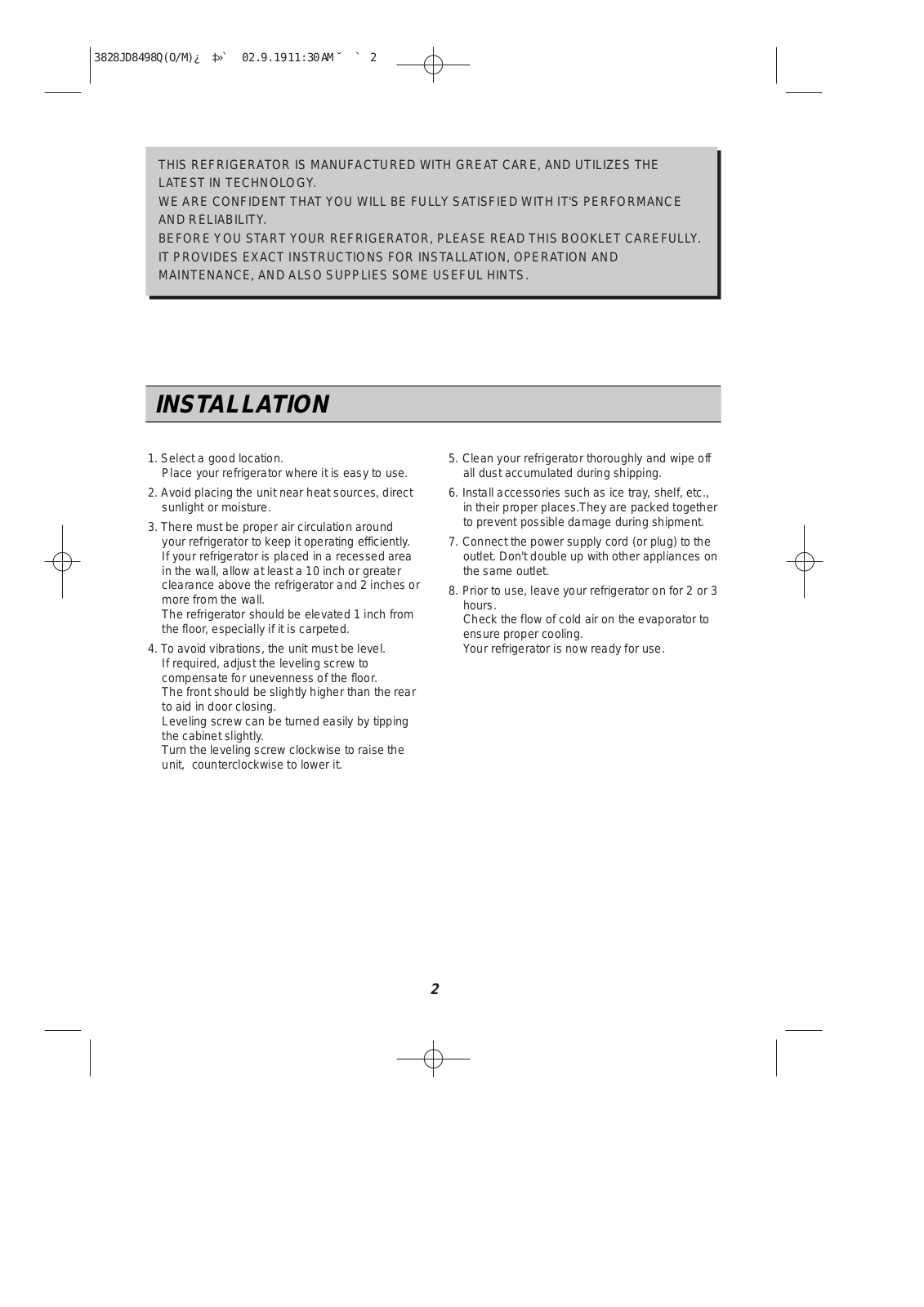 LG GR-051SNS Owner’s Manual