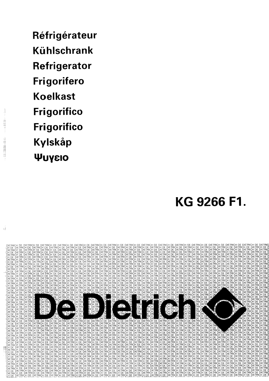 De dietrich KG9266F1 User Manual