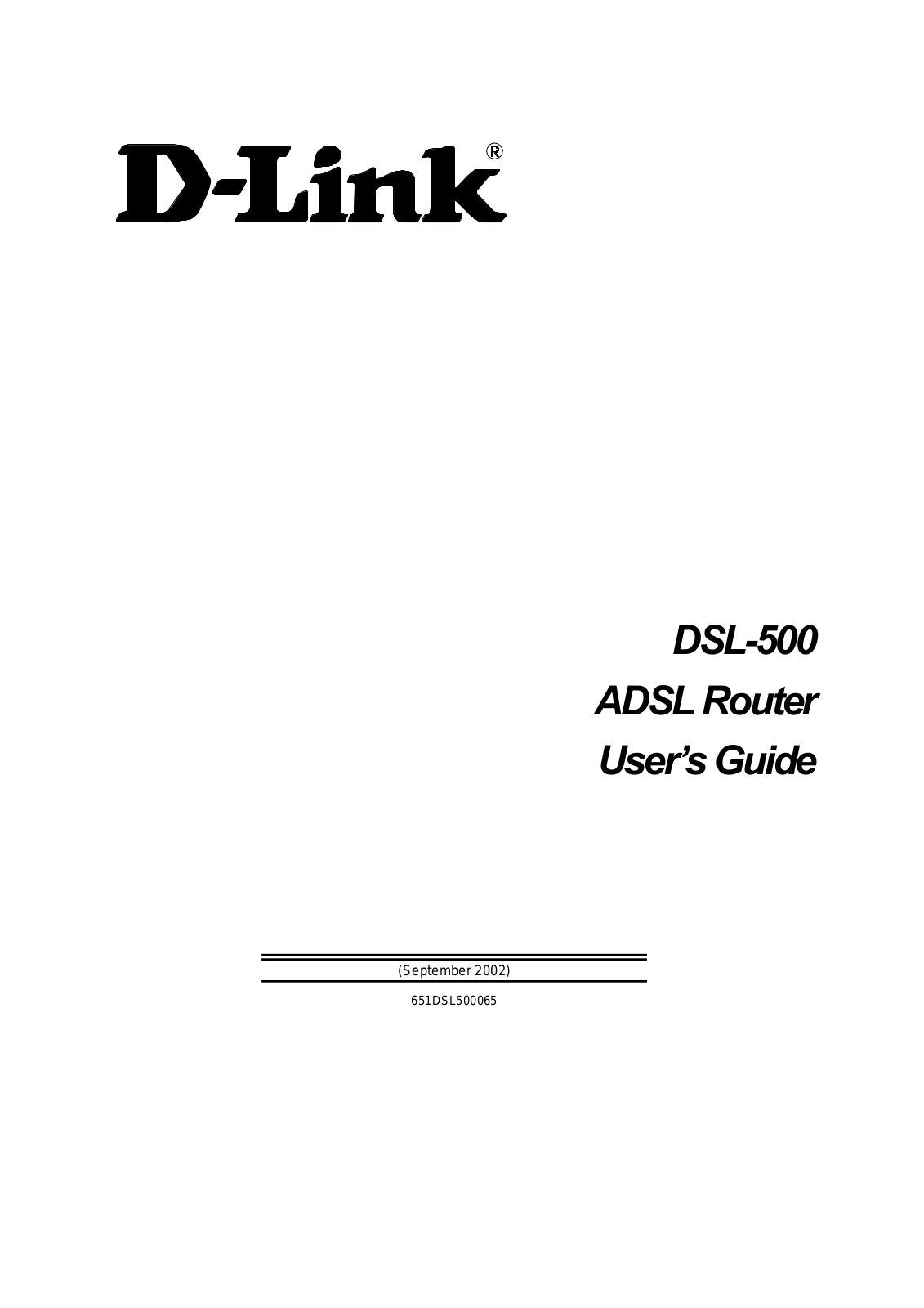 D-Link DSL-500 User Manual