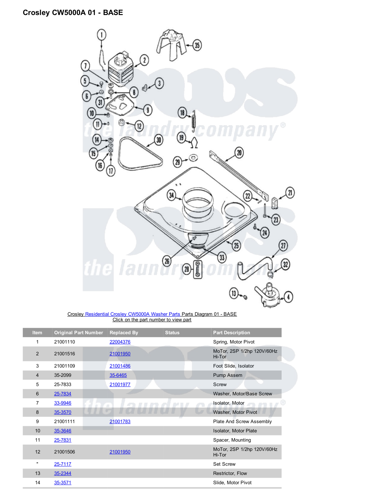 Crosley CW5000A Parts Diagram