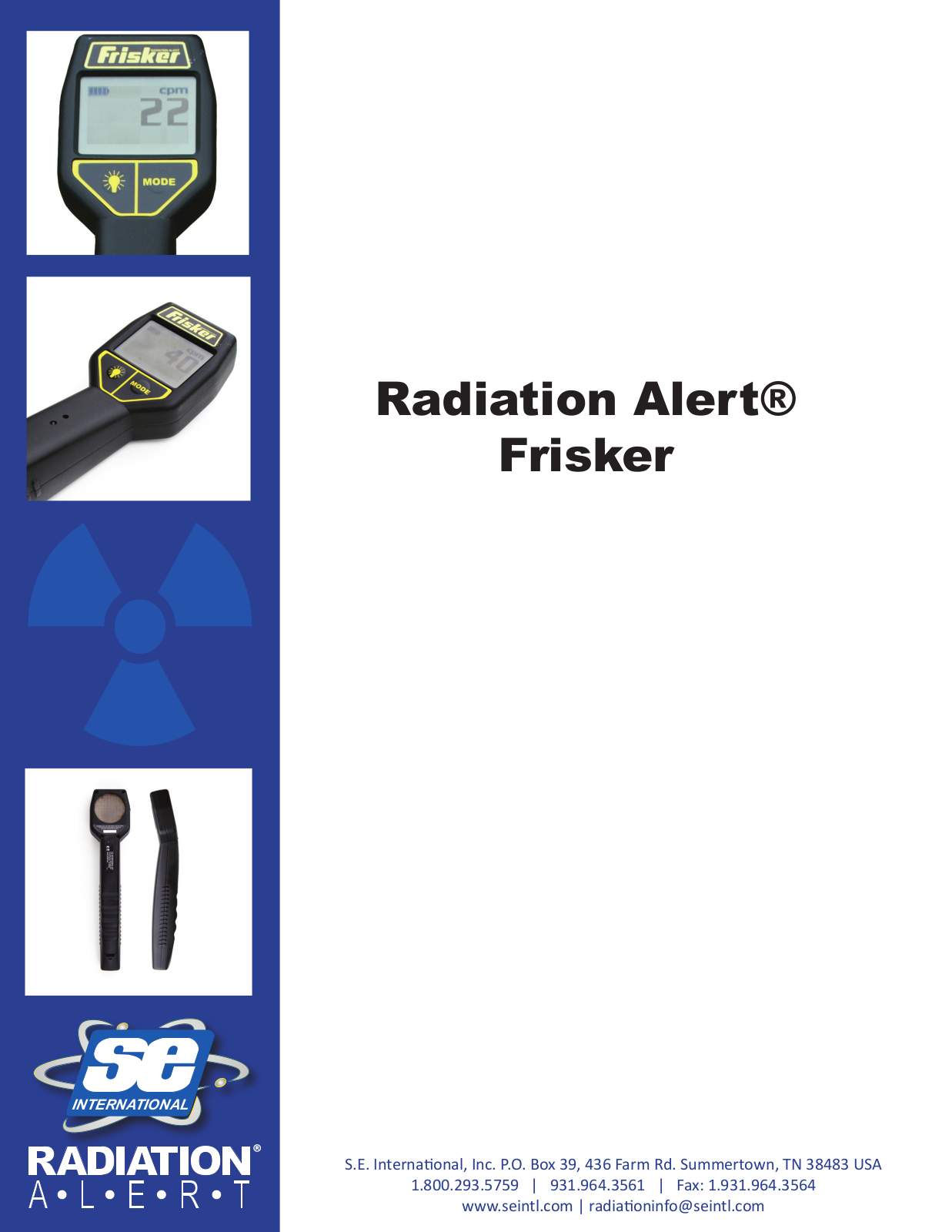 Radiation Alert Frisker Instruction Manual