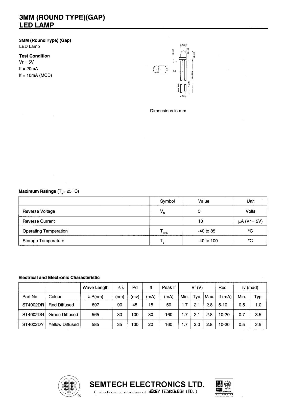 HONEYWELL ST4002DY, ST4002DR, ST4002DG Datasheet