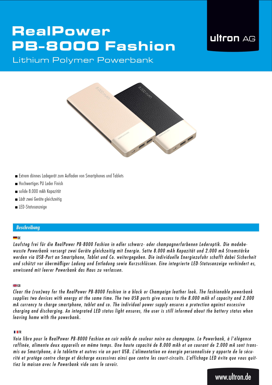 Ultron PB-8000 User Manual