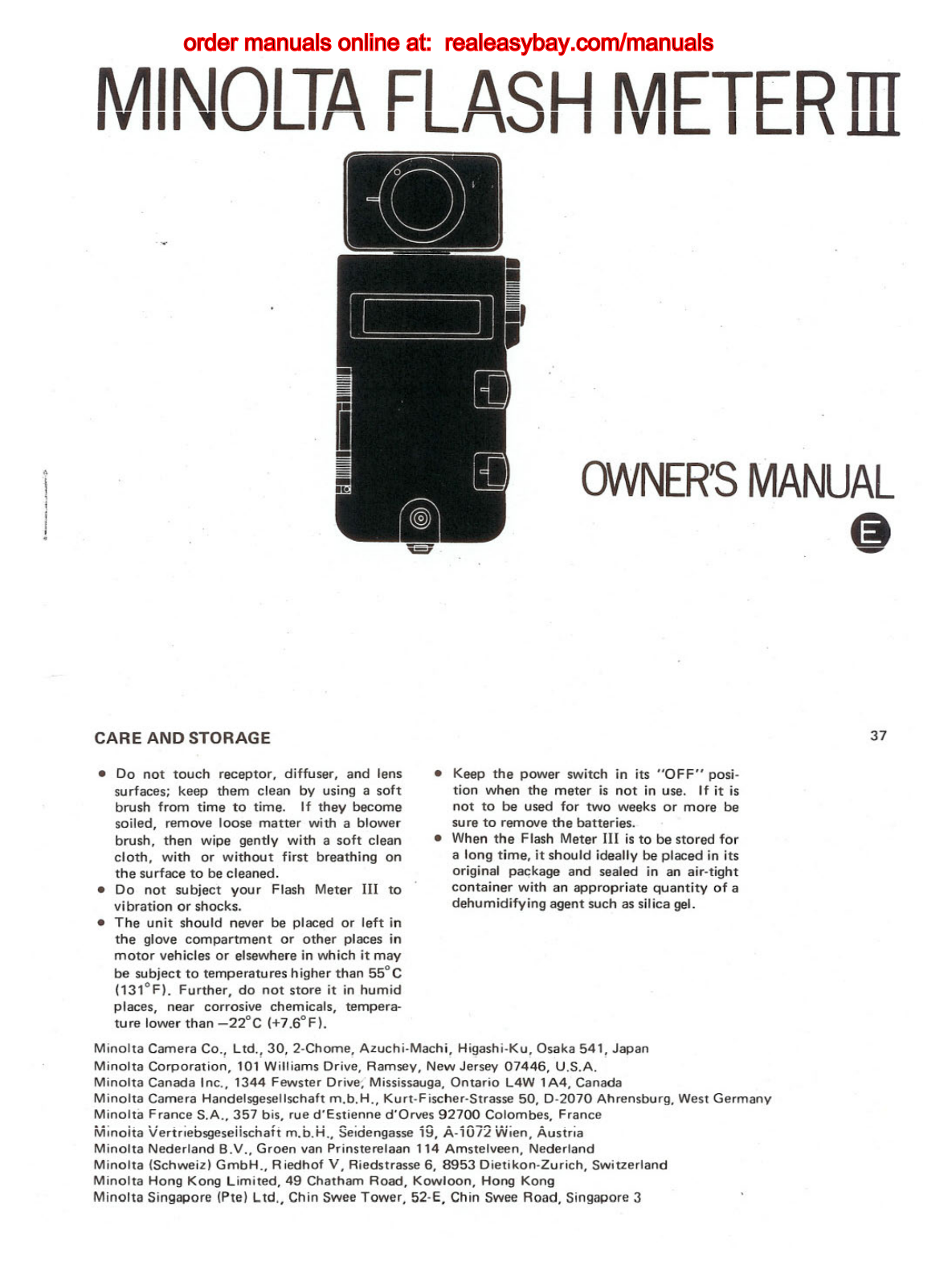 Minolta FLASH METER III user Manual