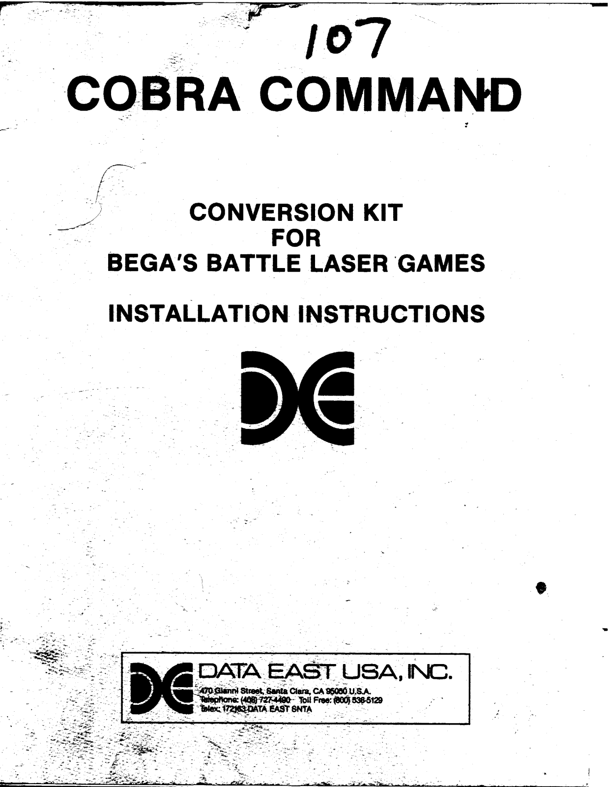 Data East Cobra Command User Guide