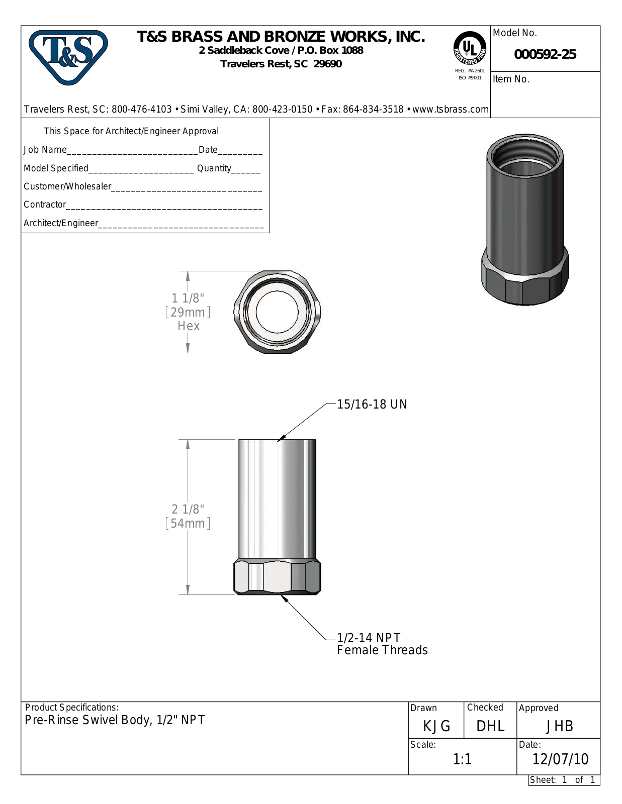 T&S Brass 000592-25 User Manual