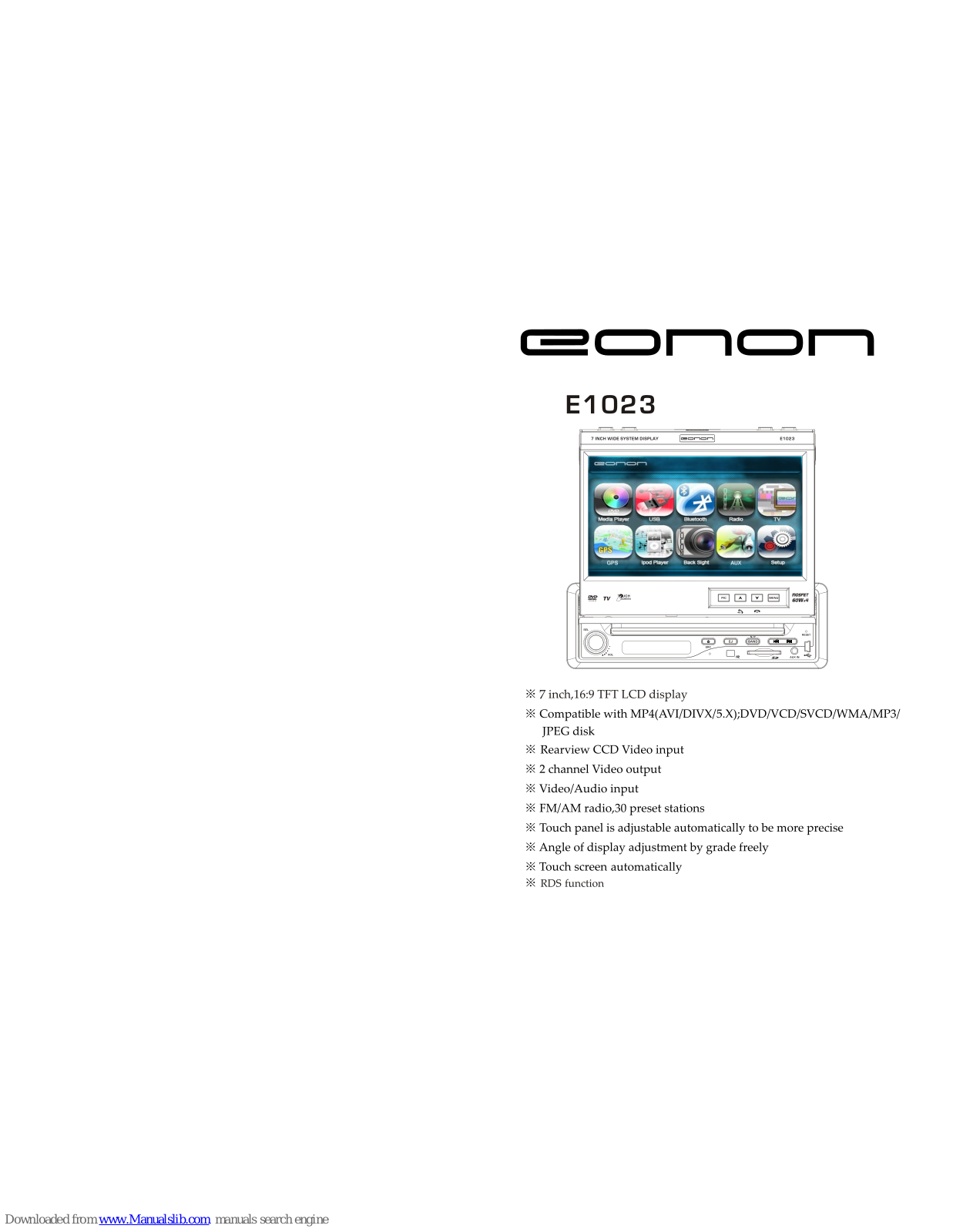 Eonon E1023 Instructions Manual