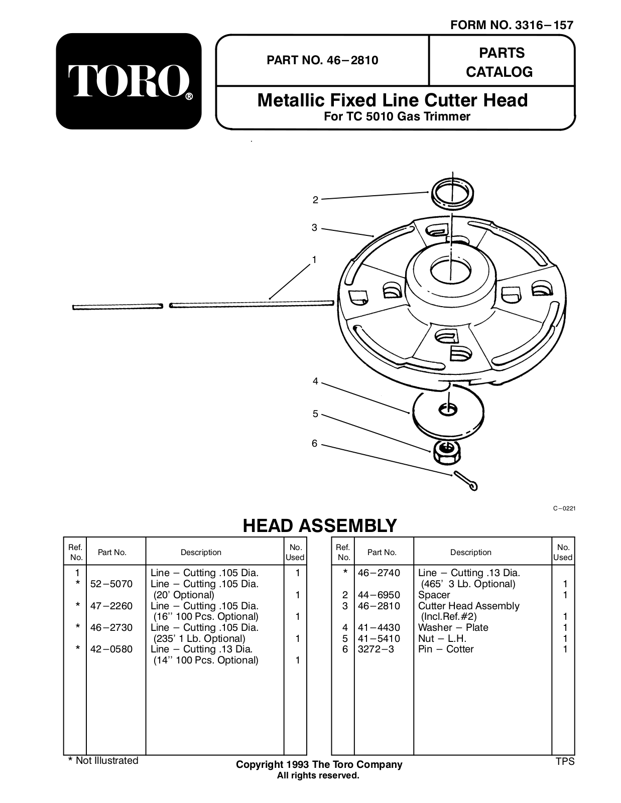 Toro 46-2810 Parts Catalogue