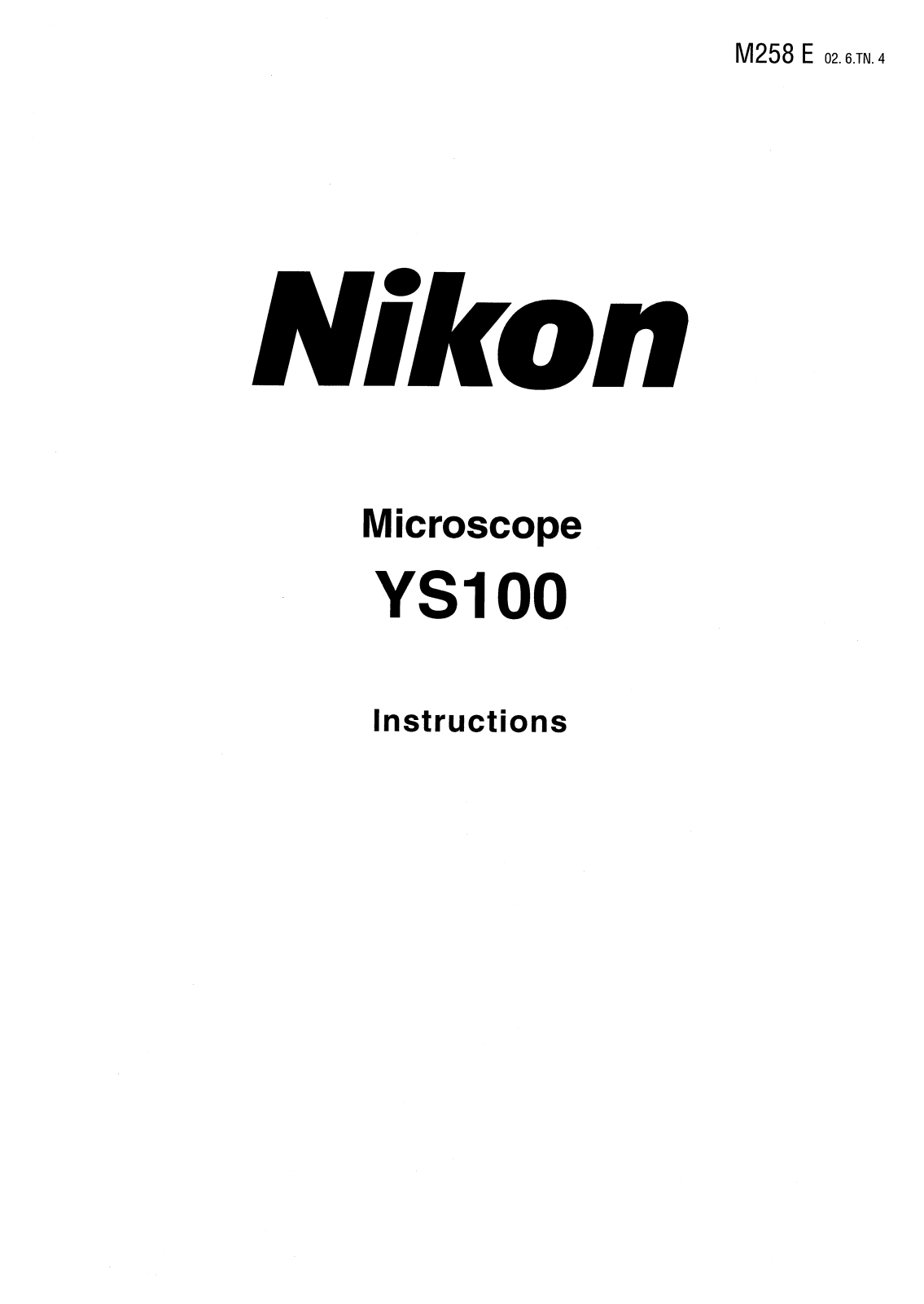 Nikon YS100 Instructions Manual