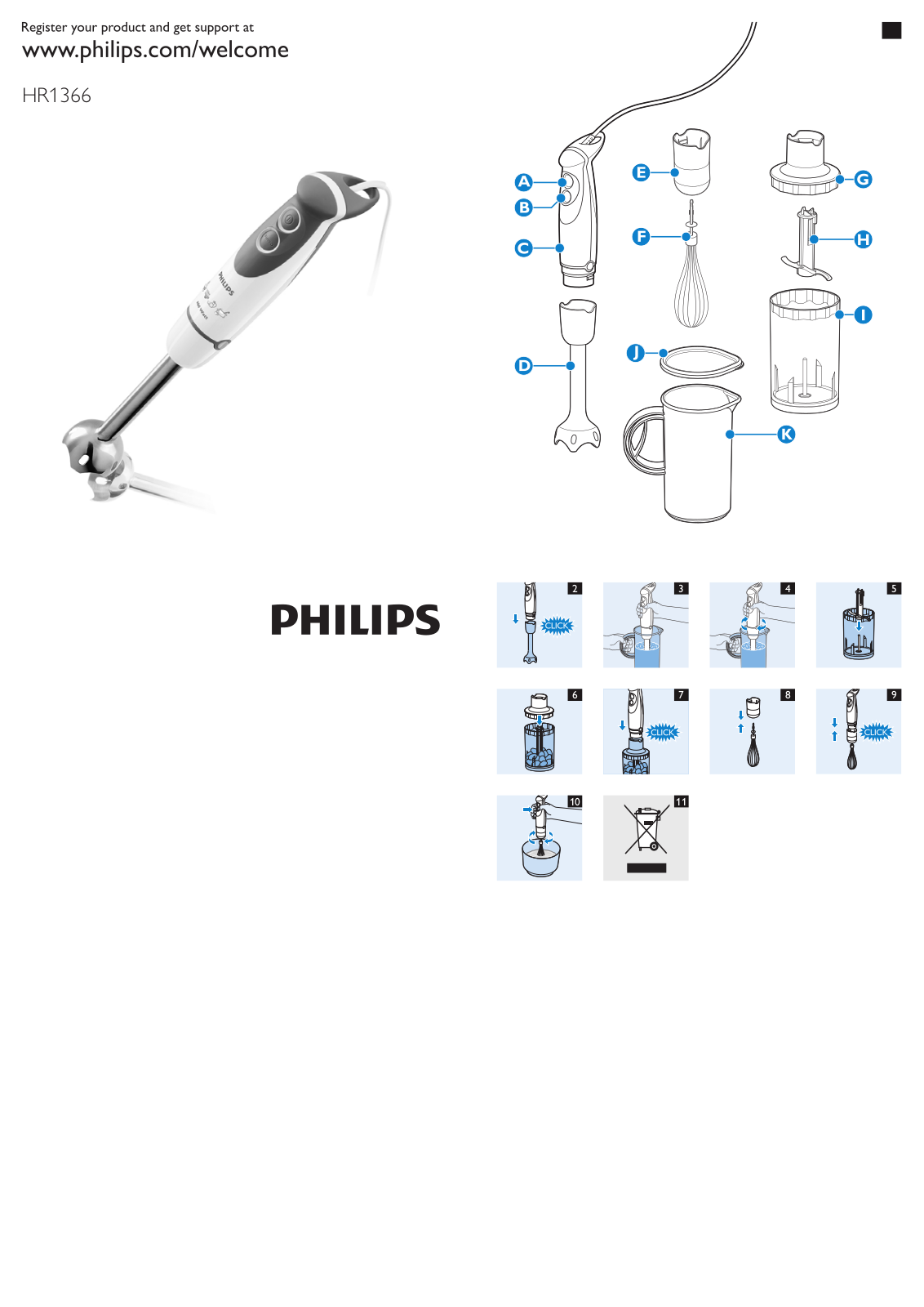 Philips HR 1366 Quick start guide