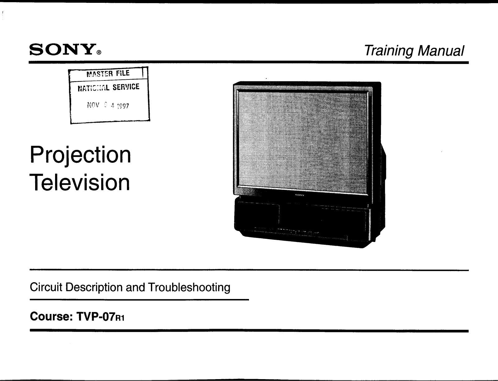 SONY KP-41T35, KP-46C36, KP-48S35, KP-53S35, KP-61S35 Training Manual