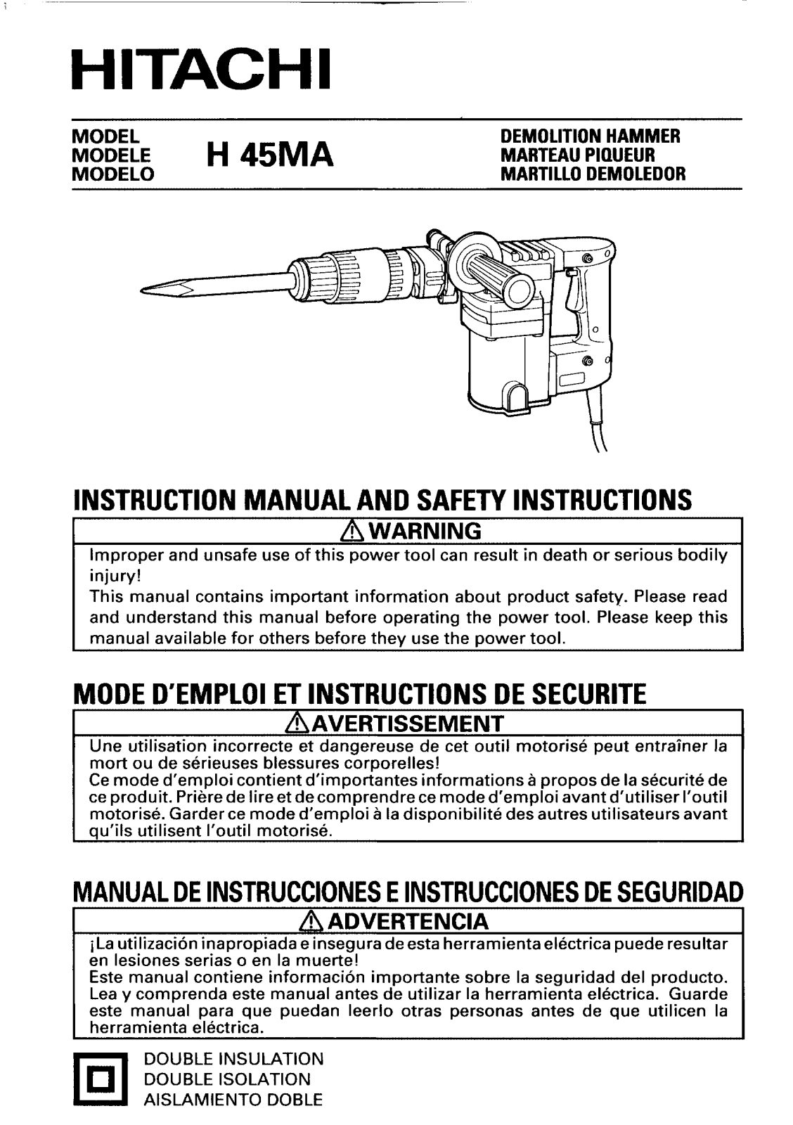 Hitachi H45MA User Manual