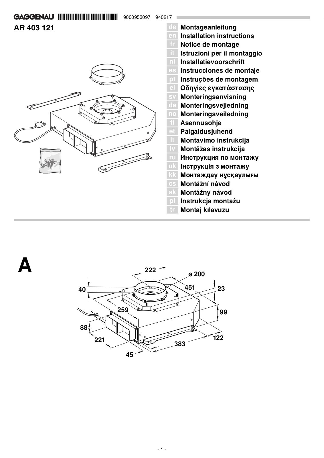 Gaggenau AR403121 User Manual