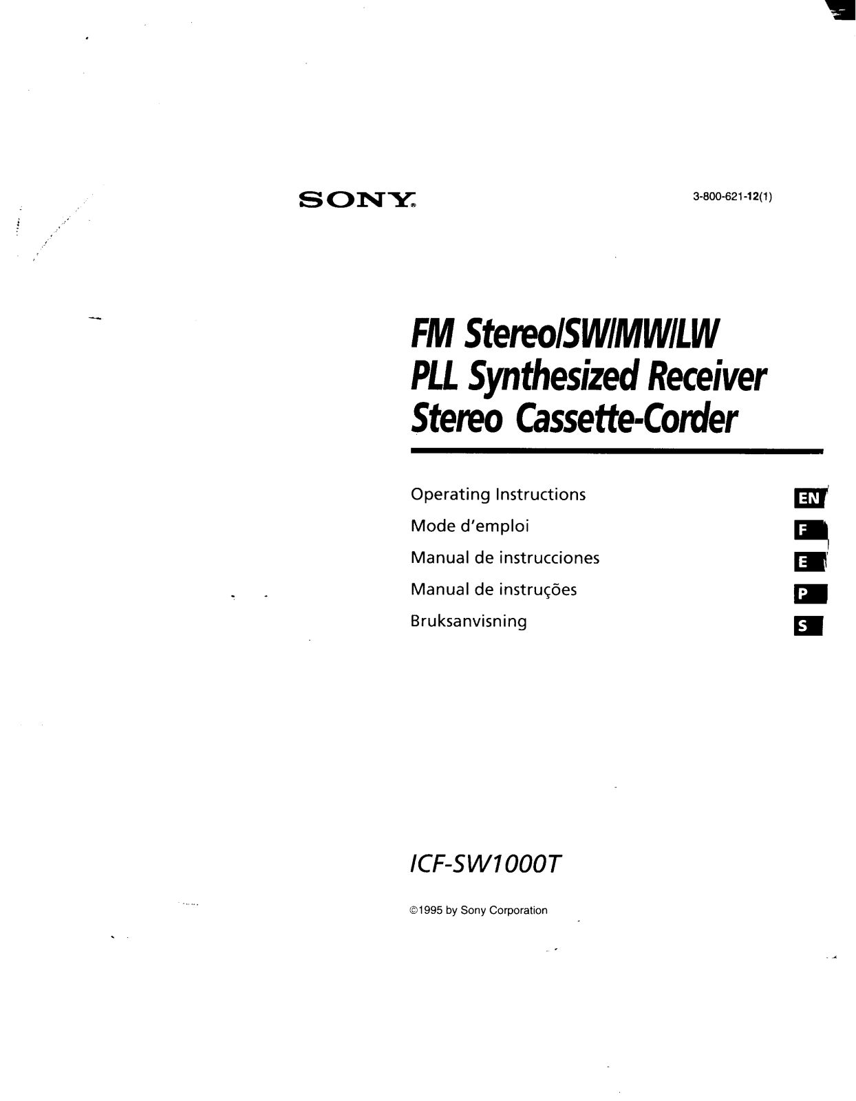 Sony ICF-SW1000T Operating Instructions