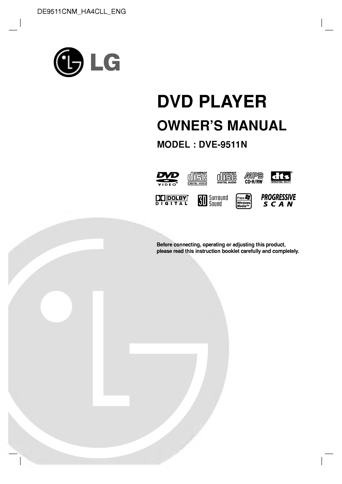 LG DE9511CNM Owner's manual