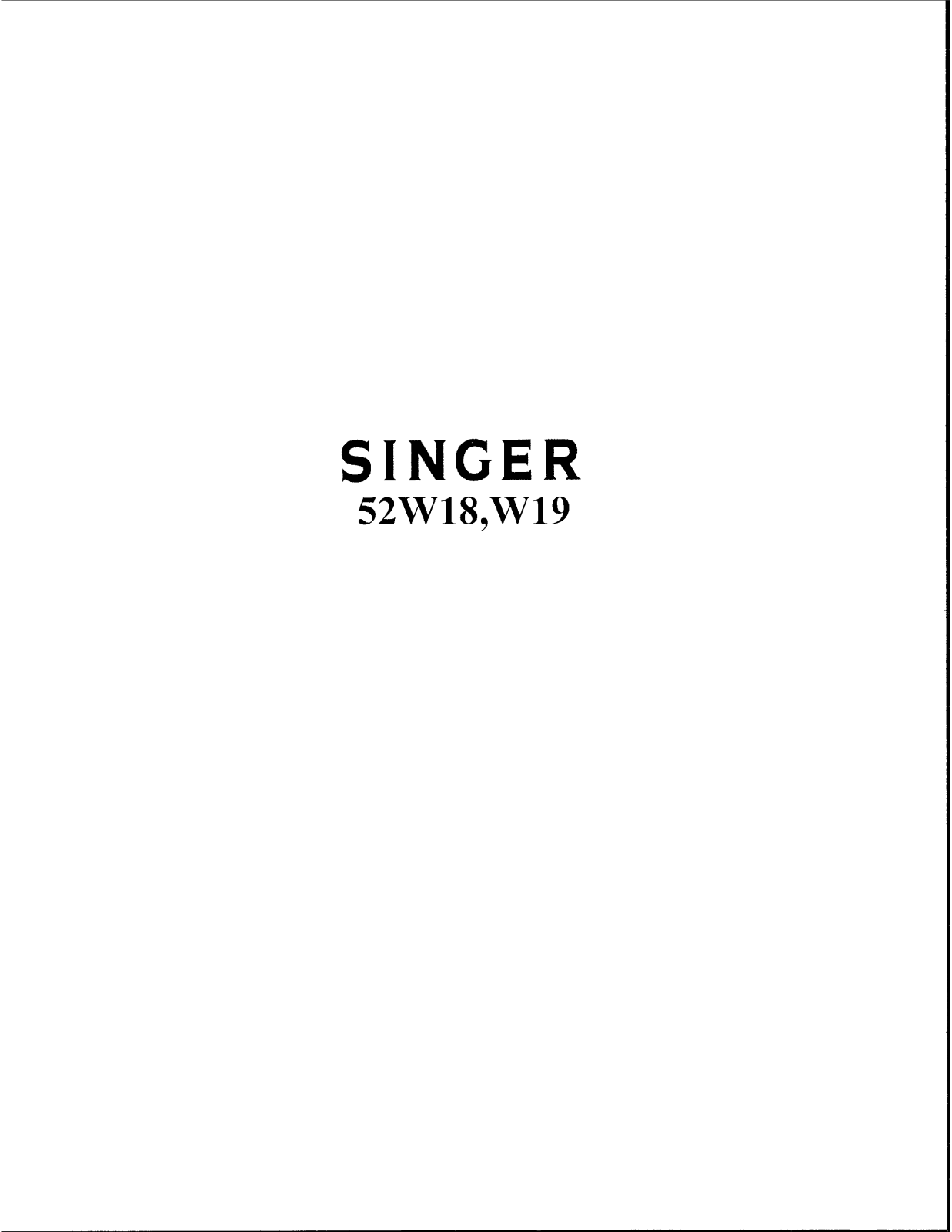 Singer W19 User Manual