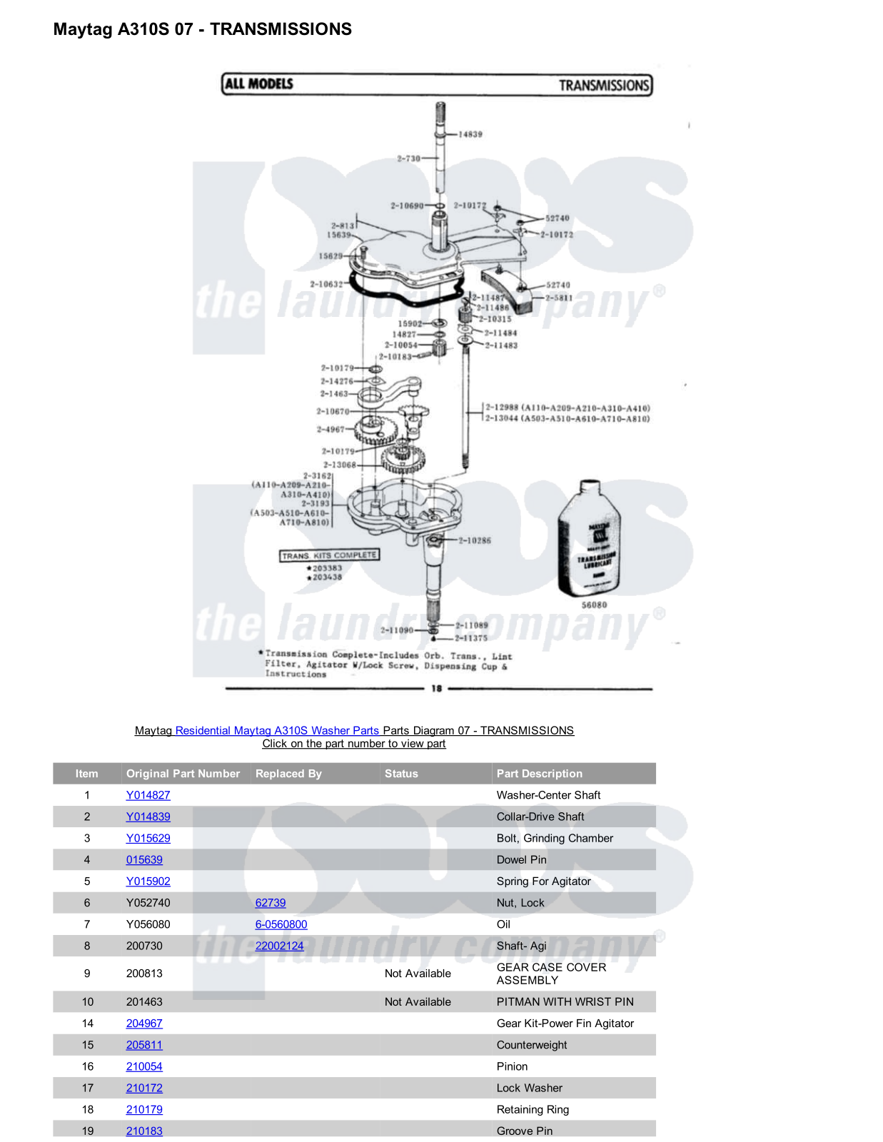 Maytag A310S Parts Diagram