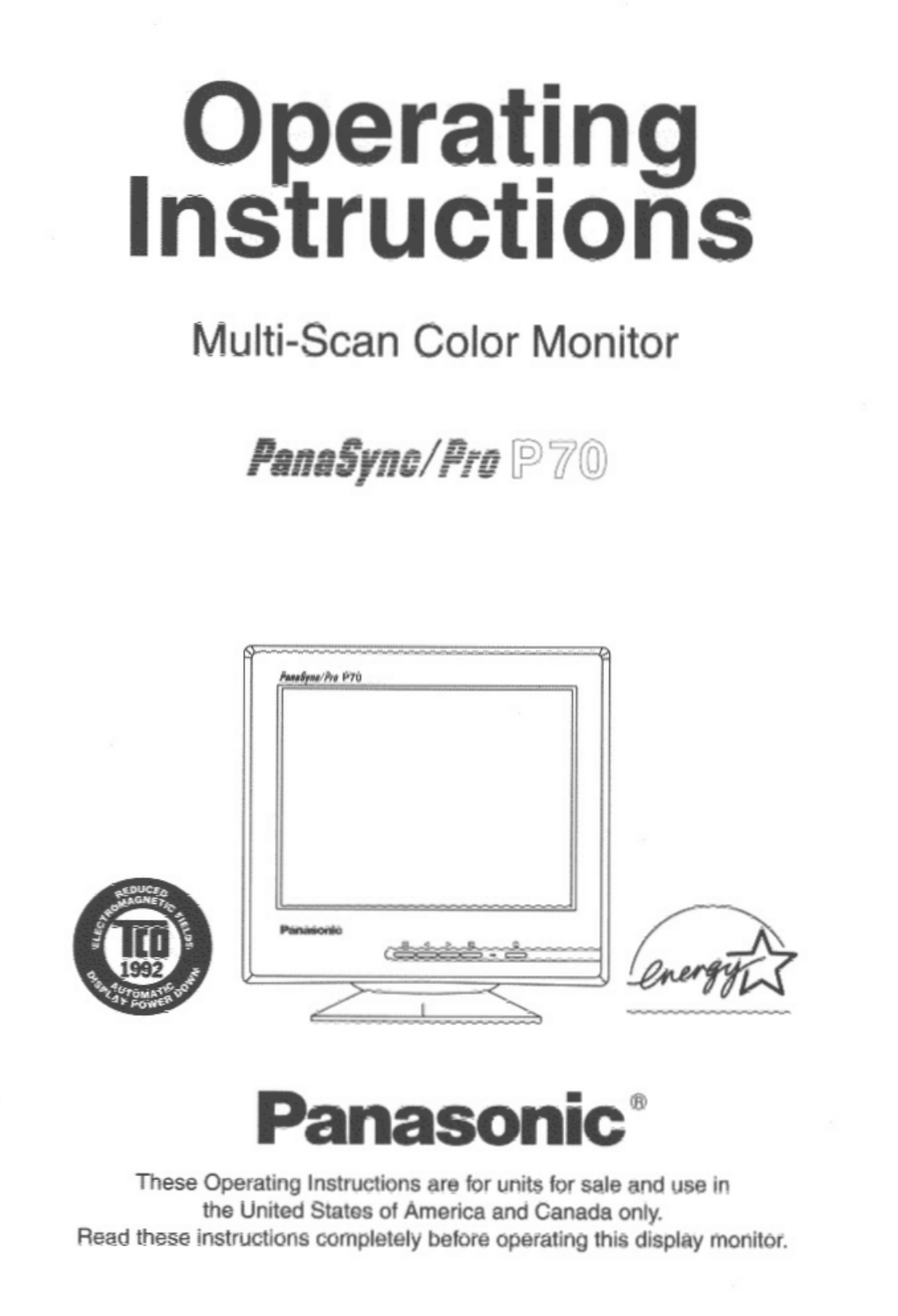 Panasonic P70 User Manual