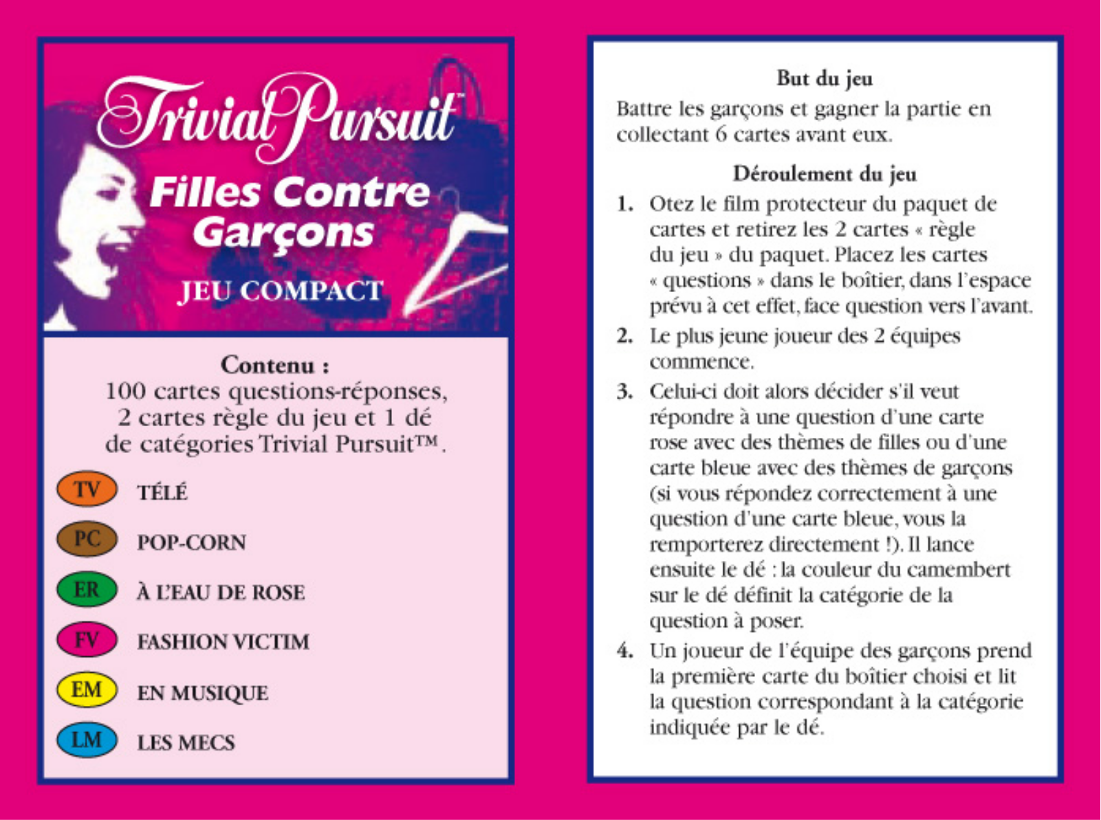 HASBRO JEU COMPACT FILLES CONTRE GARCONS TRIVIAL PURSUIT User Manual