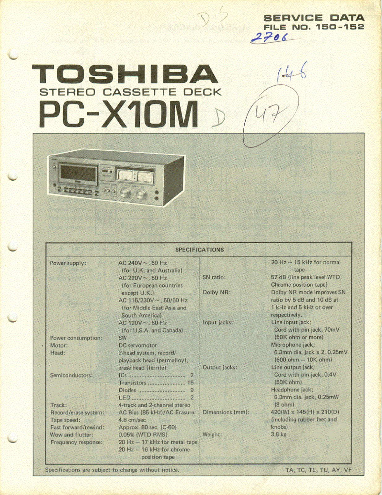 Toshiba PCX-10-M Service manual