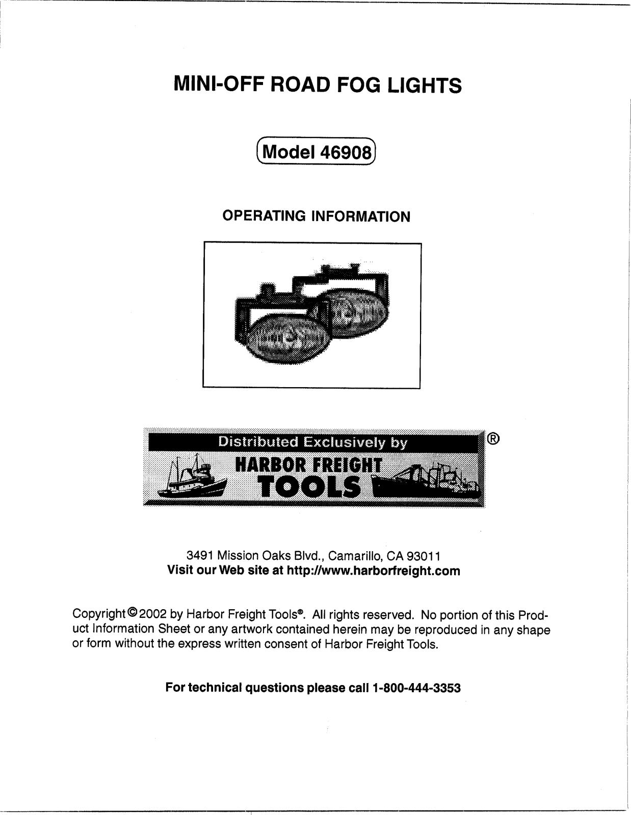 Harbor Freight Tools 46908 User Manual