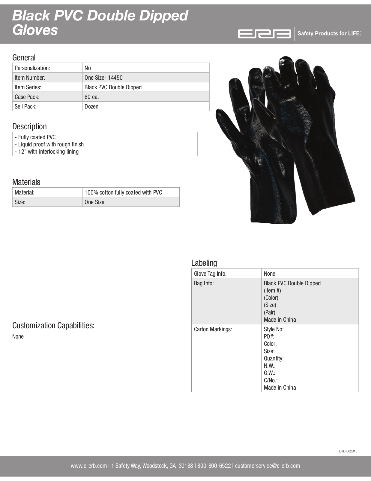 ERB Safety Black PVC Double Dipped  Gloves User Manual