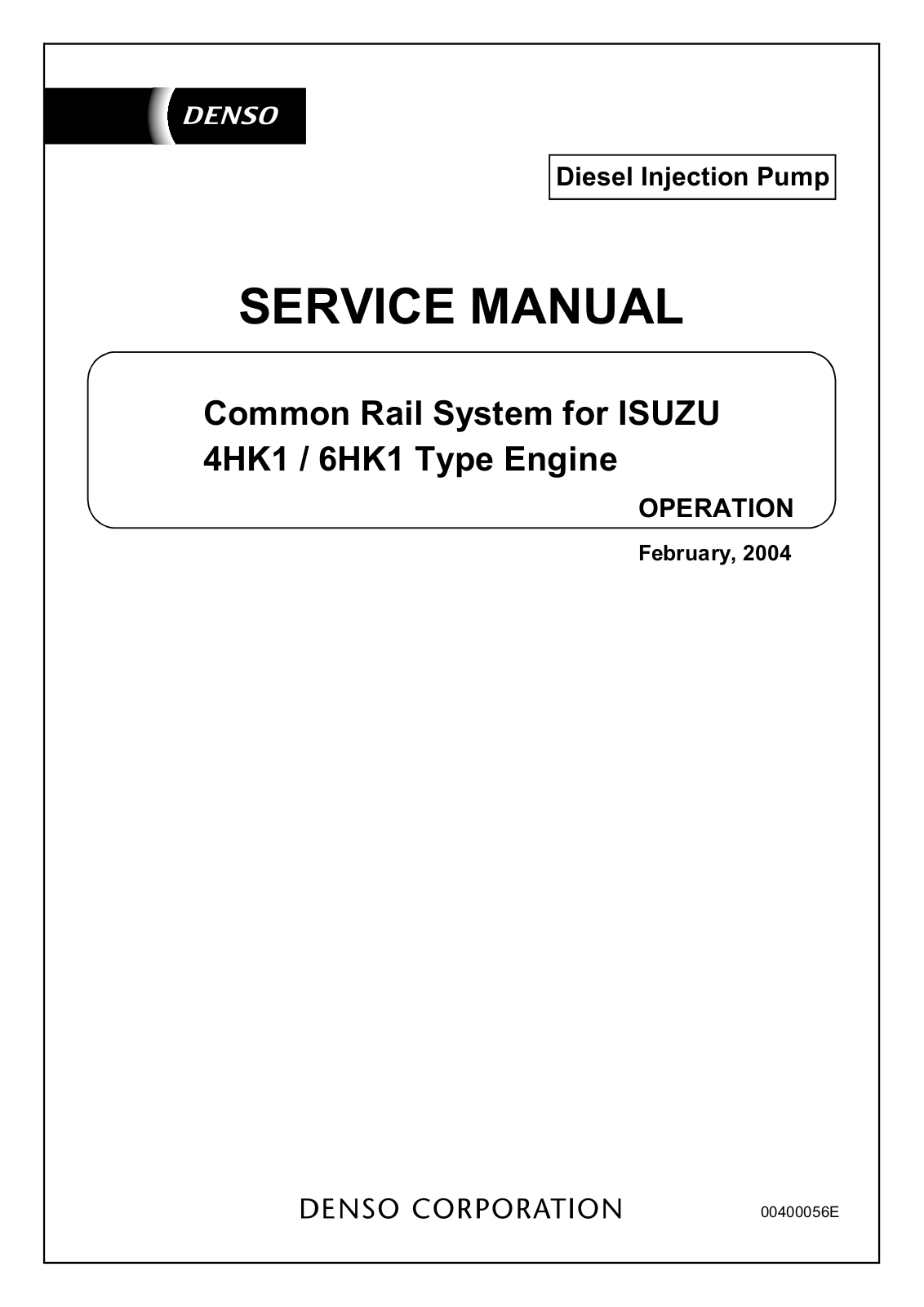 ISUZU 4HK1, 6HK1 Service Manual