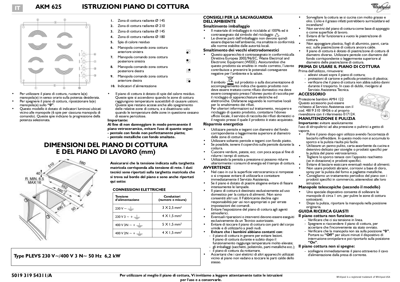 Whirlpool AKM 625/IX, AKM 625/WH INSTRUCTION FOR USE