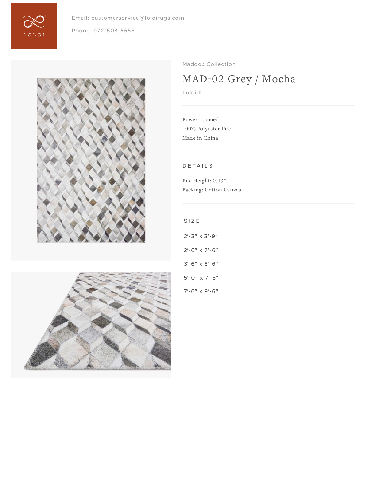 Loloi Rugs MAD-02 Grey / Mocha Tearsheet