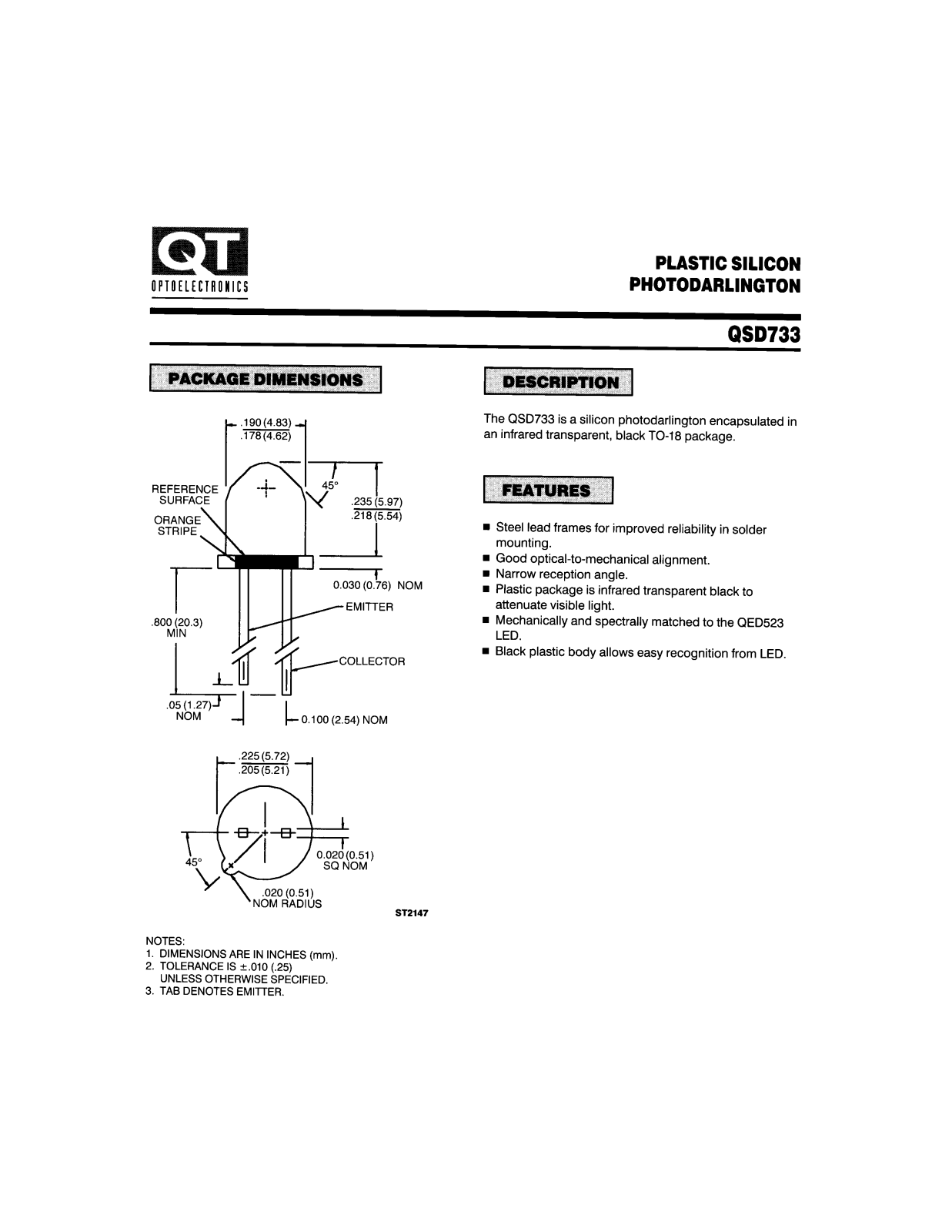 QT QSD733 Datasheet