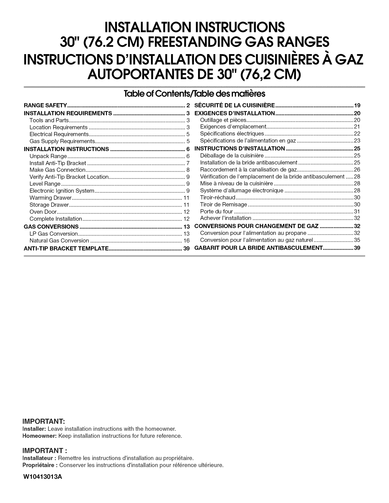 Whirlpool MGR7662WW3, GFG461LVT3, GFG461LVS3, GFG461LVQ3, GFG461LVB3 Installation Guide - ManualMachine.com
