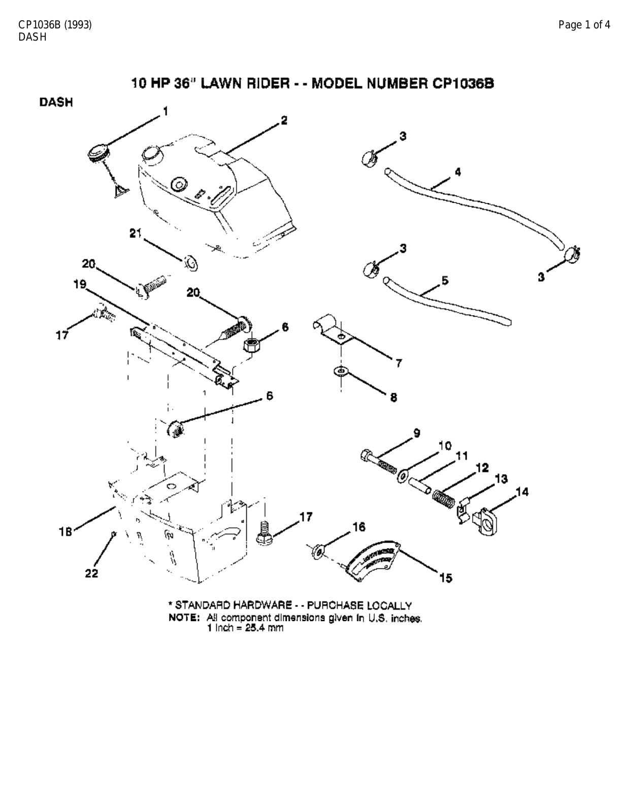 AYP CP1036B Parts List