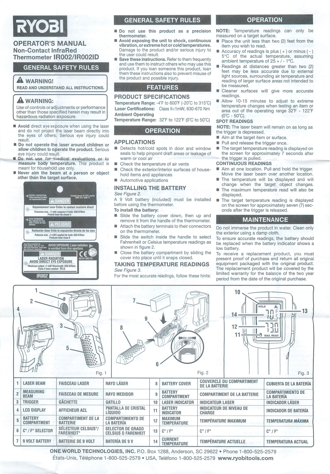 Ryobi IR002ID User Manual