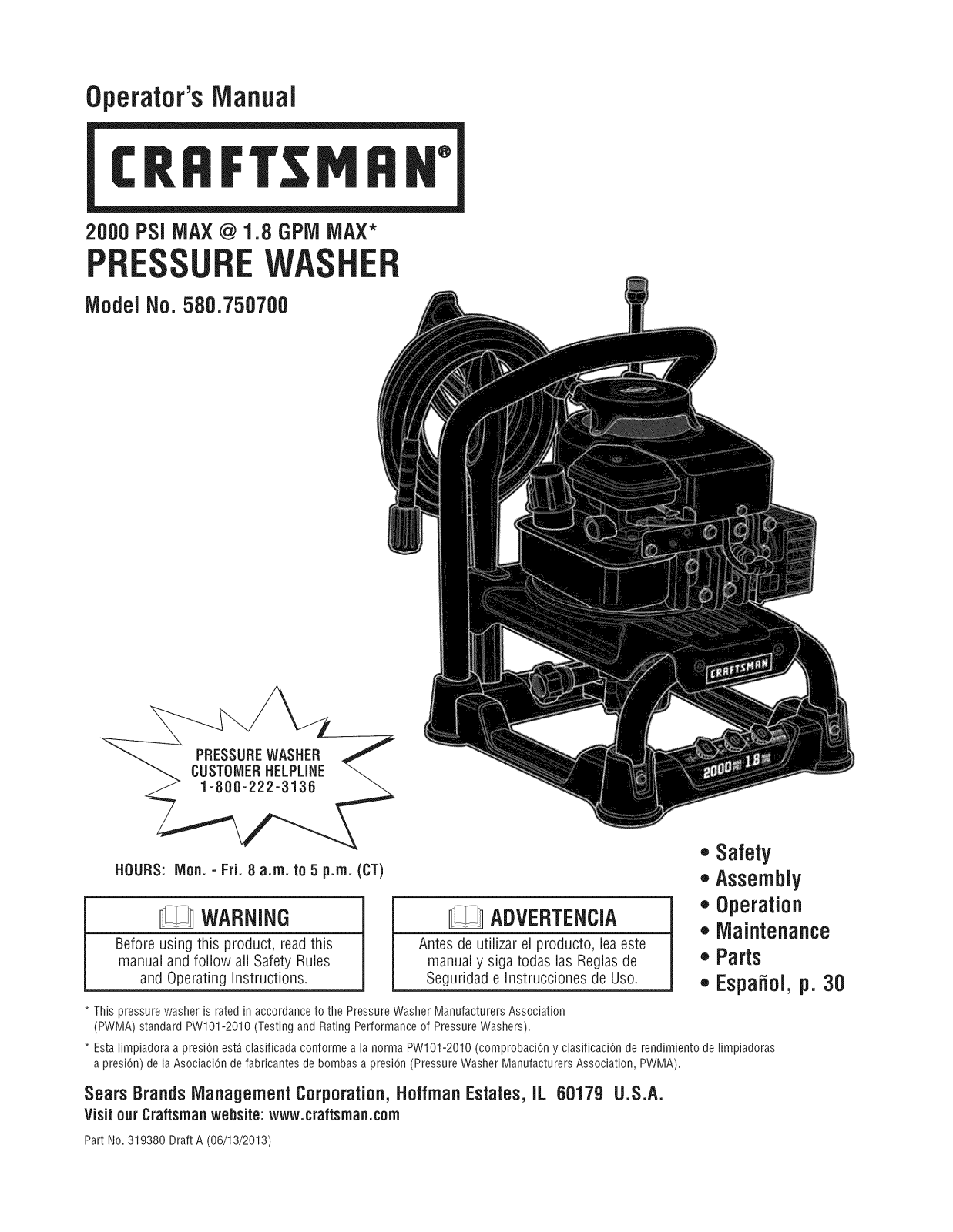 Craftsman 580750700 Owner’s Manual