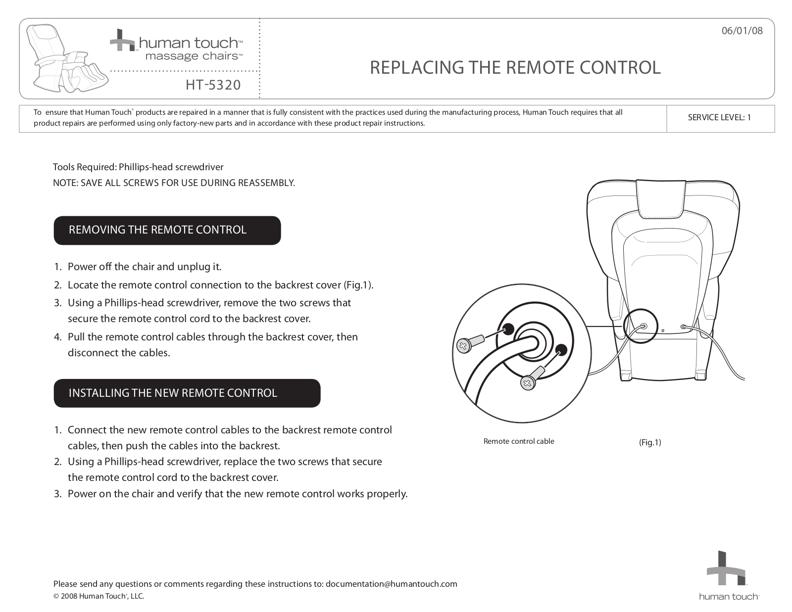 Human Touch HT-5320 User Manual